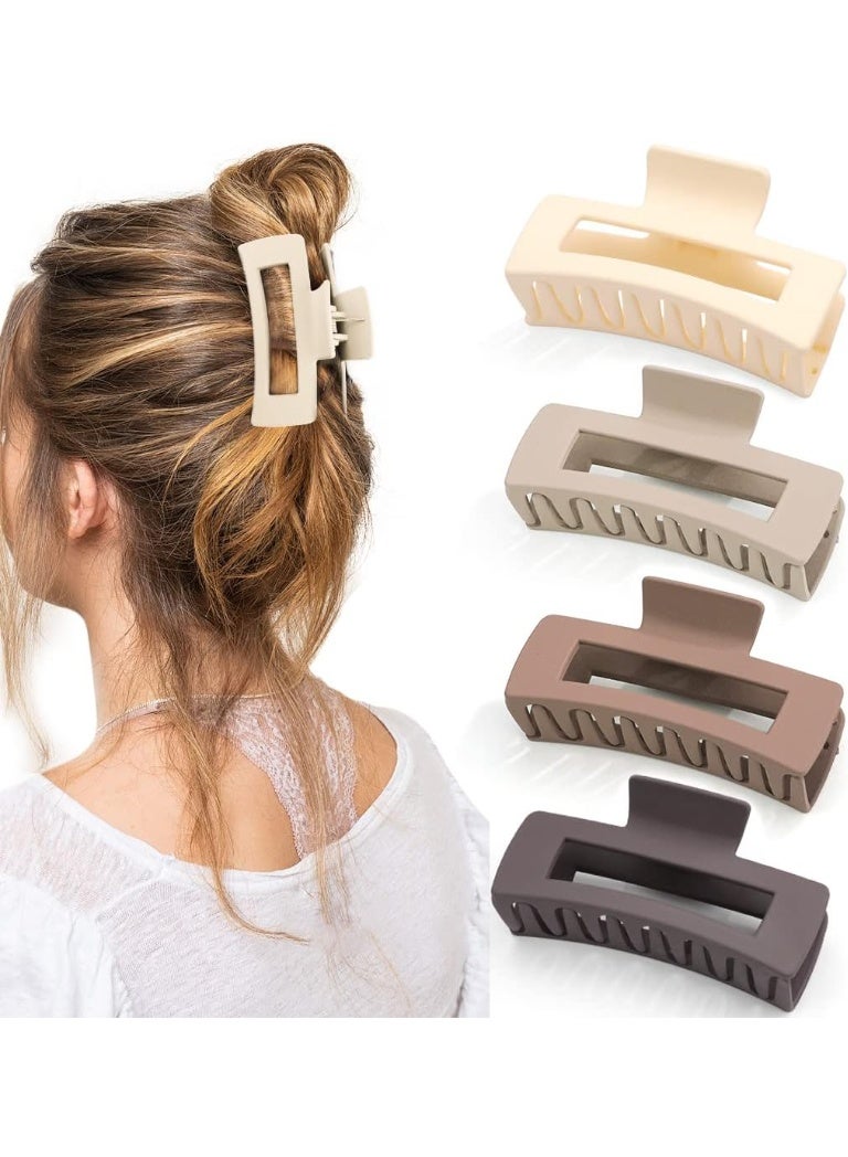 Generic Large Hair Claw Clips Set - 4 Pieces  – Strong Hold Matte Hair Clips for Women, Non-Slip Jaw Clips for Thick & Thin Hair, Bun & Updo Styling – 4 Pieces Multicolor - Image 5